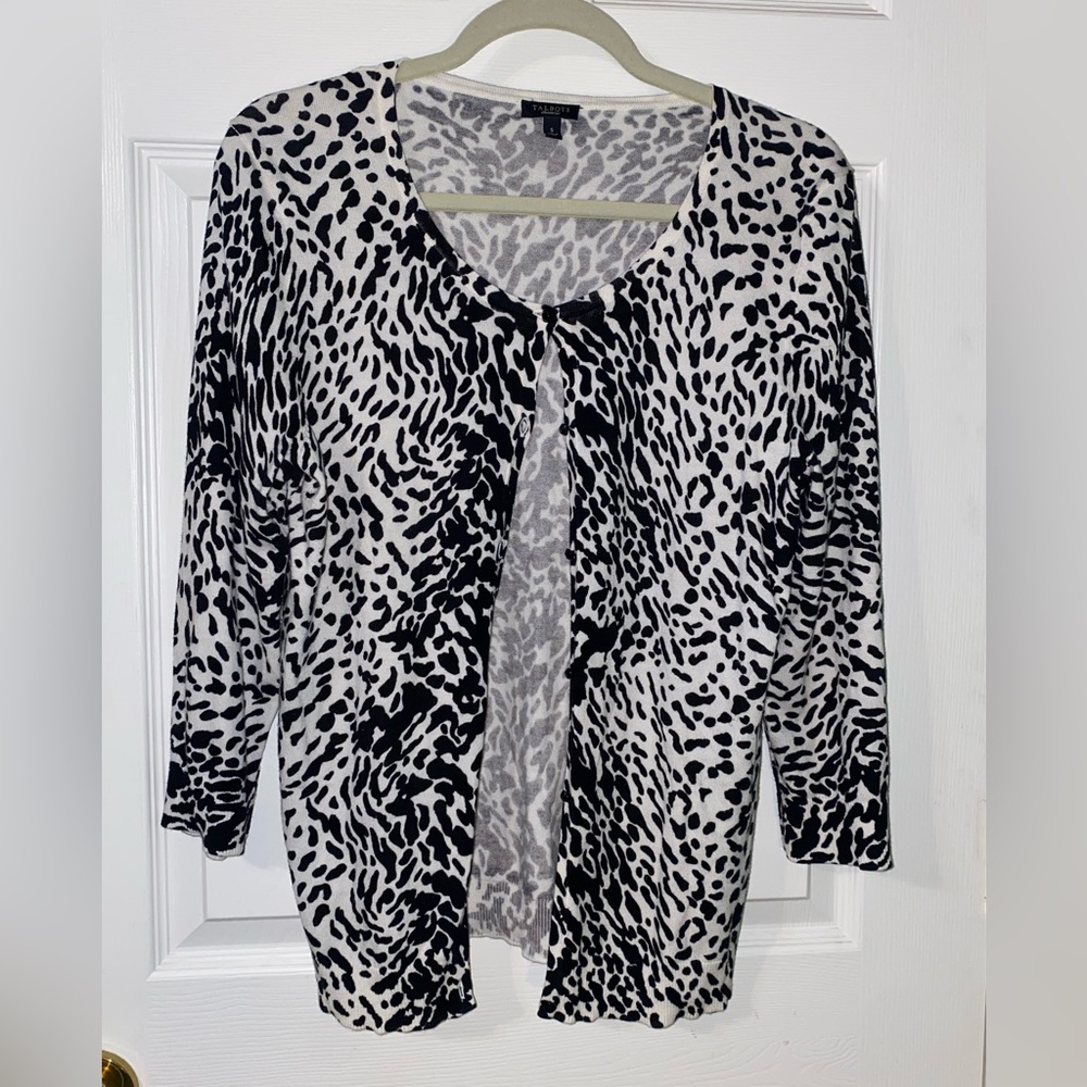 Talbots Animal Print Patterned Cardigan - Picture 3 of 6